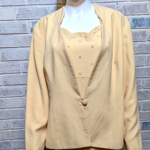 Karen Miller dress with jacket pale formal Bridgerton sz 18 - Picture 6 of 11